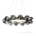 Black Metal Smoke Grey Glass Chandelier Lampa